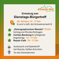 Demografischer Wandel, Caritas-Beratung Repair-Café - Dienstags-Bürgertreff