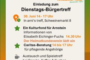 Ein Kulturfond für Arnstein, Beratung für pflegende Angehörige - Dienstags-Bürgertreff