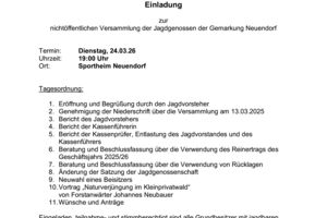 Versammlung der Jagdgenossen der Gemarkung Neuendorf