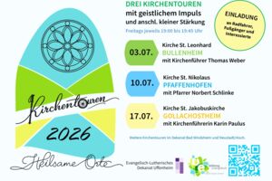 Kirchentouren durch das Dekanat Uffenheim an drei Freitagabenden im Juli 2026