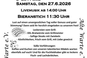 Sommerfest Alte Warte e.V. 27.6.2026 um 11:30 Uhr