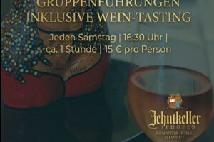 Jeden Samstag um 16:30 Uhr öffnet die Galerie ihre Räume für eine kostenlose Gruppenführung inklusive Wein-Tasting in Kooperation mit dem Weingut Zehntkeller aus Iphofen.